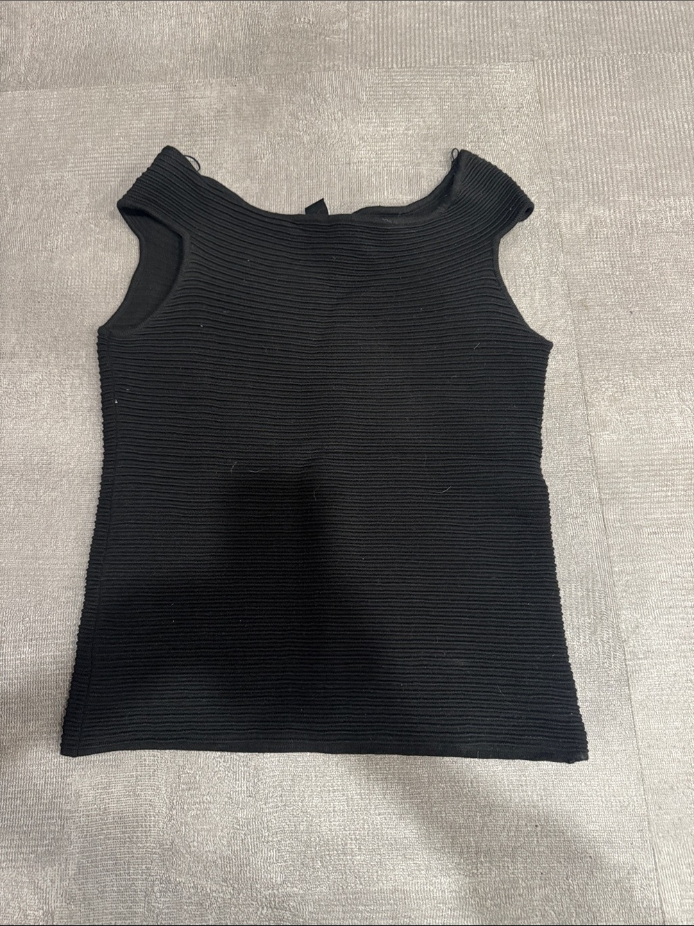 White House Black Market Women’s Black Ribbed Sleeveless Off Shoulder Top Small